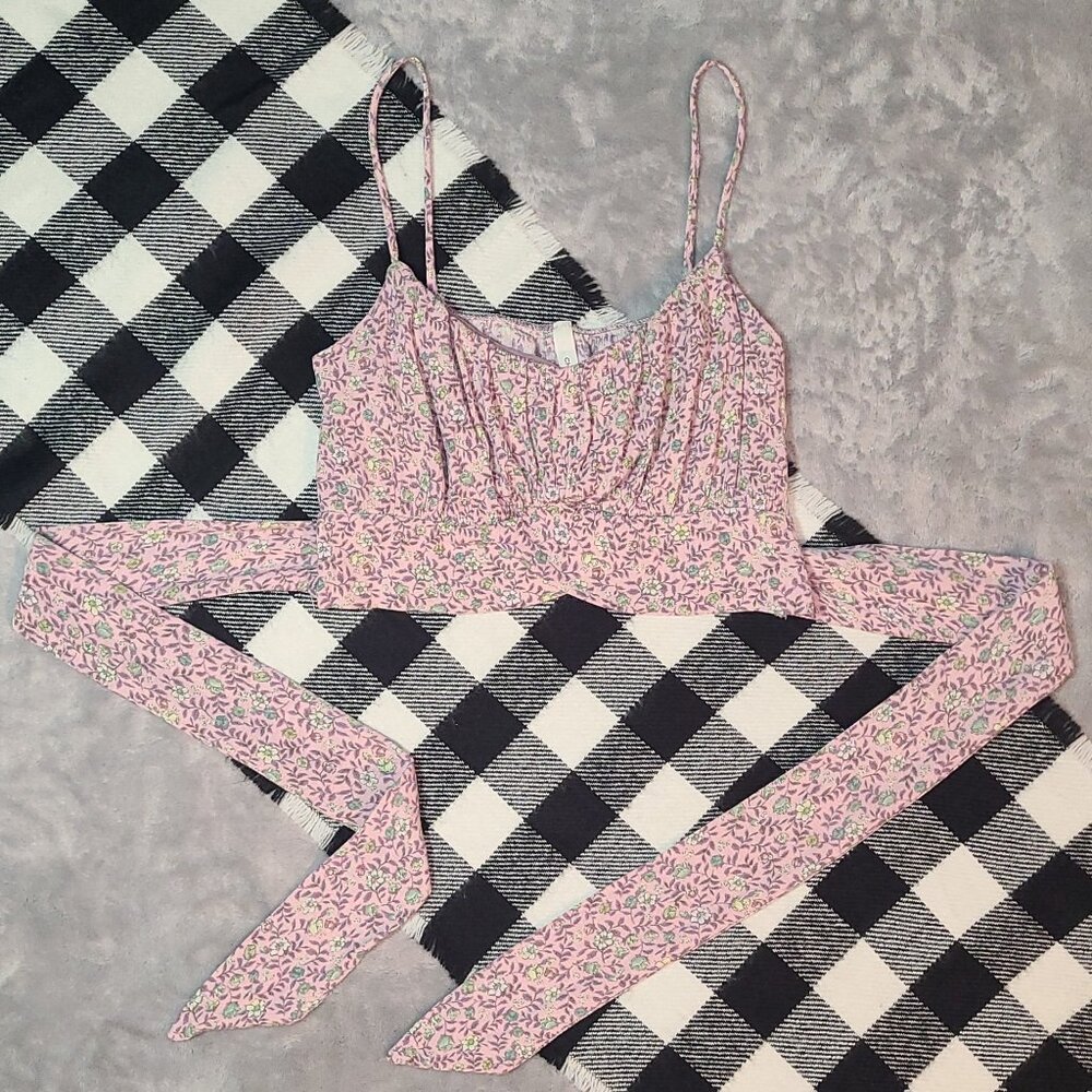 S | Chocolate U.S.A. | Sashed Cottagecore Ruched Crop Top